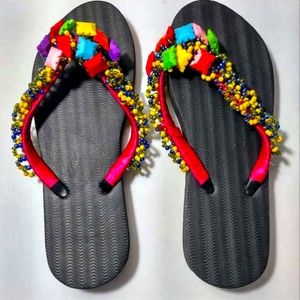Women beaded slippers